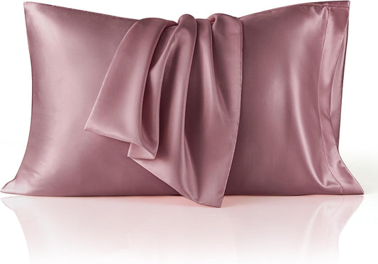 Bedsure Satin Pillowcase for Hair and Skin Queen - Silky Pillowcase 2 Pack with Envelope Closure, Similar to Silk Pillow Cases, Gifts for Women Men, Nostalgia Rose, 20x30 Inches, 2pcs