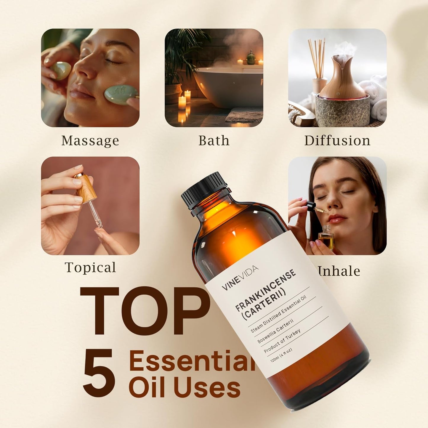 VINEVIDA Frankincense Essential Oil 4 oz - Undiluted Carterii Oil for Candlemaking - DIY Candle Scents