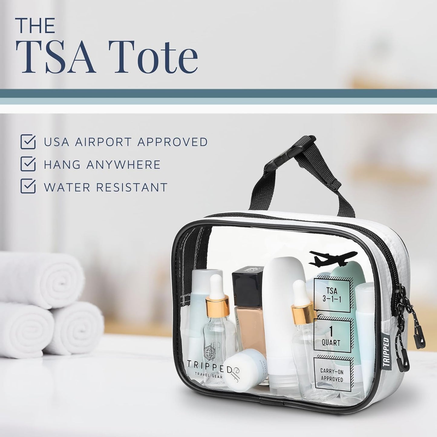 Toiletry Bag Kit Set: Hanging Travel Toiletry Bag + 311 TSA Cosmetic Liquid Bag + Ultralight Accessory Organizer Pouch