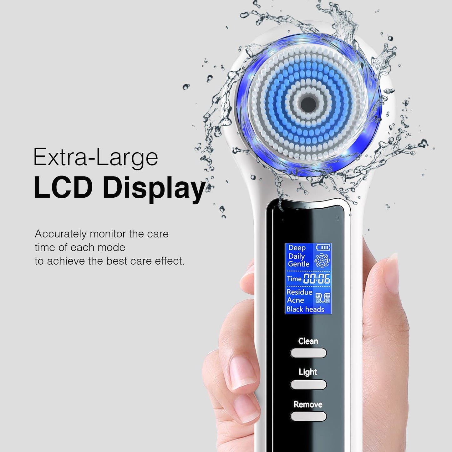 Face Scrubber Exfoliator with LCD Screen,Rechargeable Facial Cleansing Brush IPX7 Waterproof 3 in 1 Blackhead Remover Vacuum for Exfoliating,Massaging and Deep Pore Cleansing