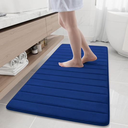 Buganda Memory Foam Bath Mat, 60" x 24", Ultra Soft and Non-Slip Bathroom Rugs, Water Absorbent and Machine Washable Bath Rug Runner for Bathroom, Shower, and Tub, Navy Blue