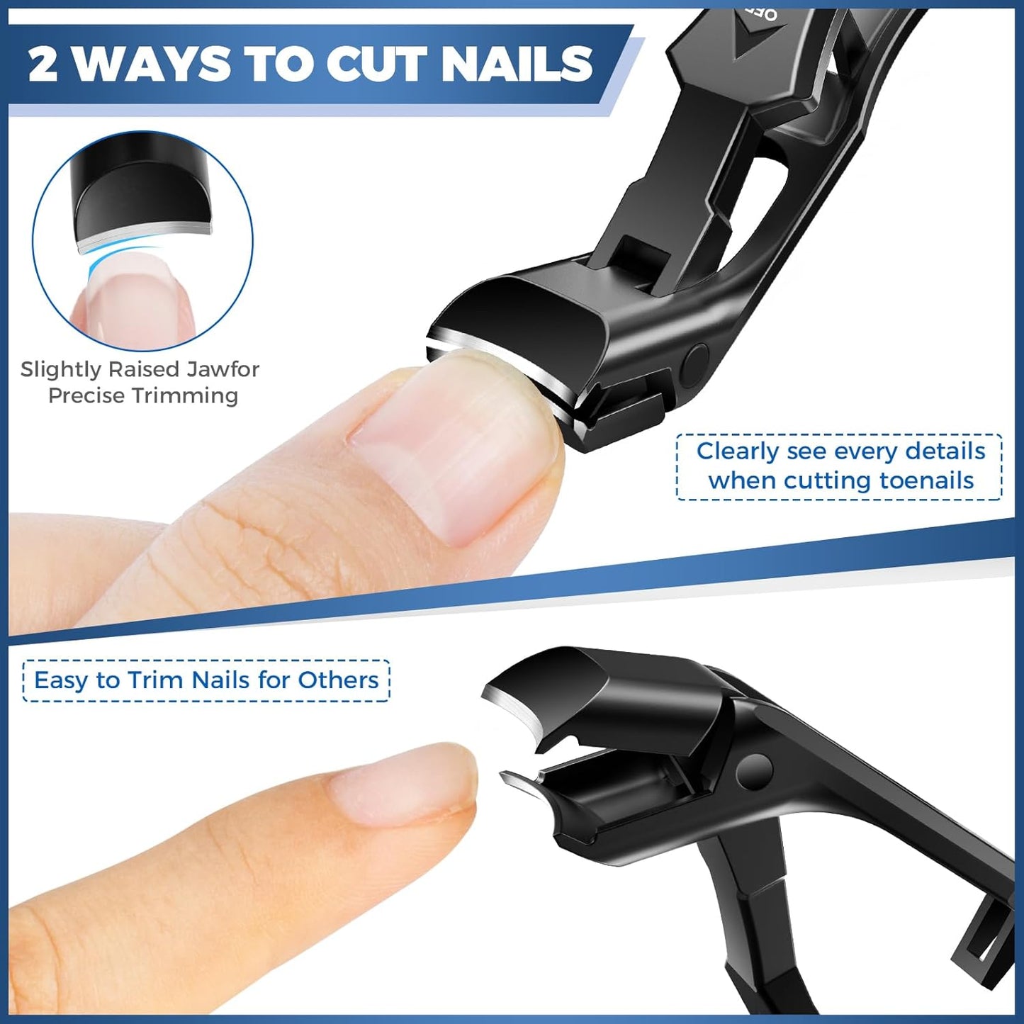 Toenail Clippers for Seniors Thick Toenails, Upgrade Angled Nail Clipper for Seniors, Toe Nail Clippers for Men with Wide Jaw Opening, Sharp Heavy Duty Fingernail Clipper Cutter with Catcher