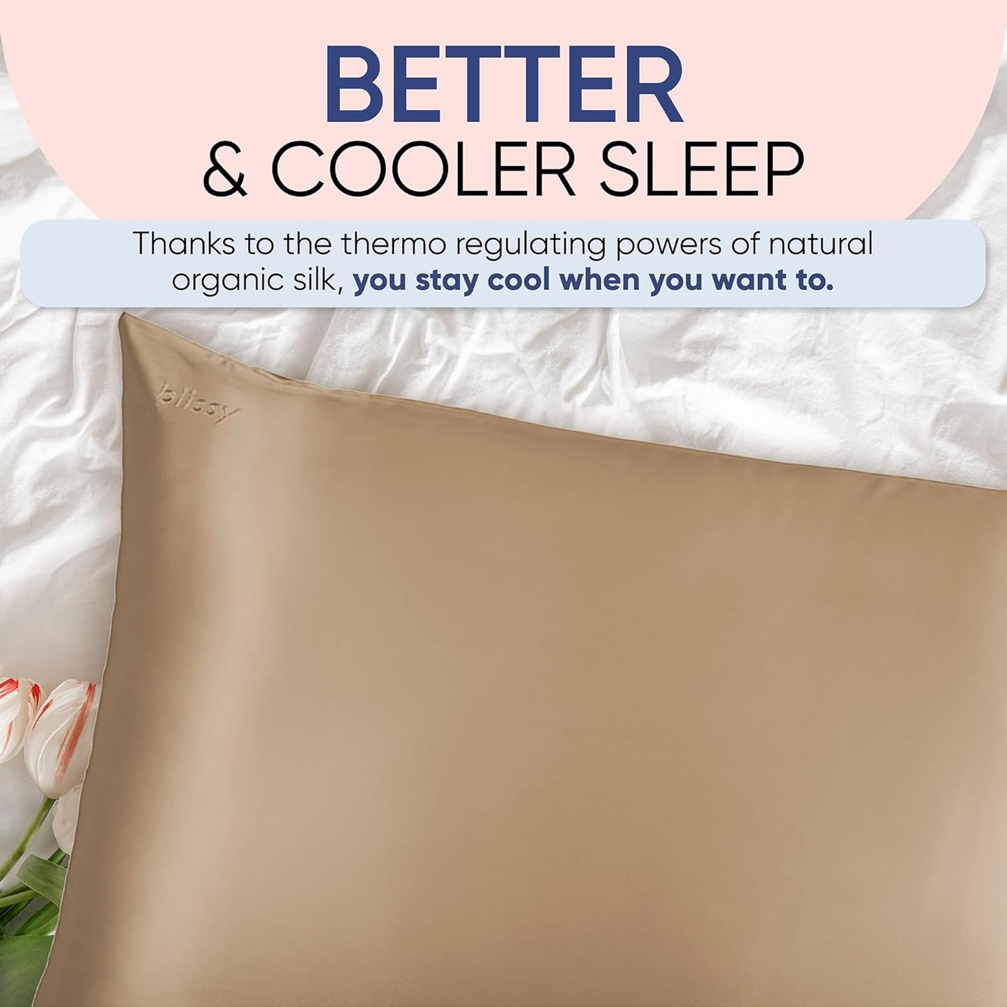 Blissy Silk Pillowcase - 100% Pure Mulberry Silk - 22 Momme 6A High-Grade Fibers - Silk Pillow Cover for Hair & Skin - Regular, Queen & King (Taupe, King)