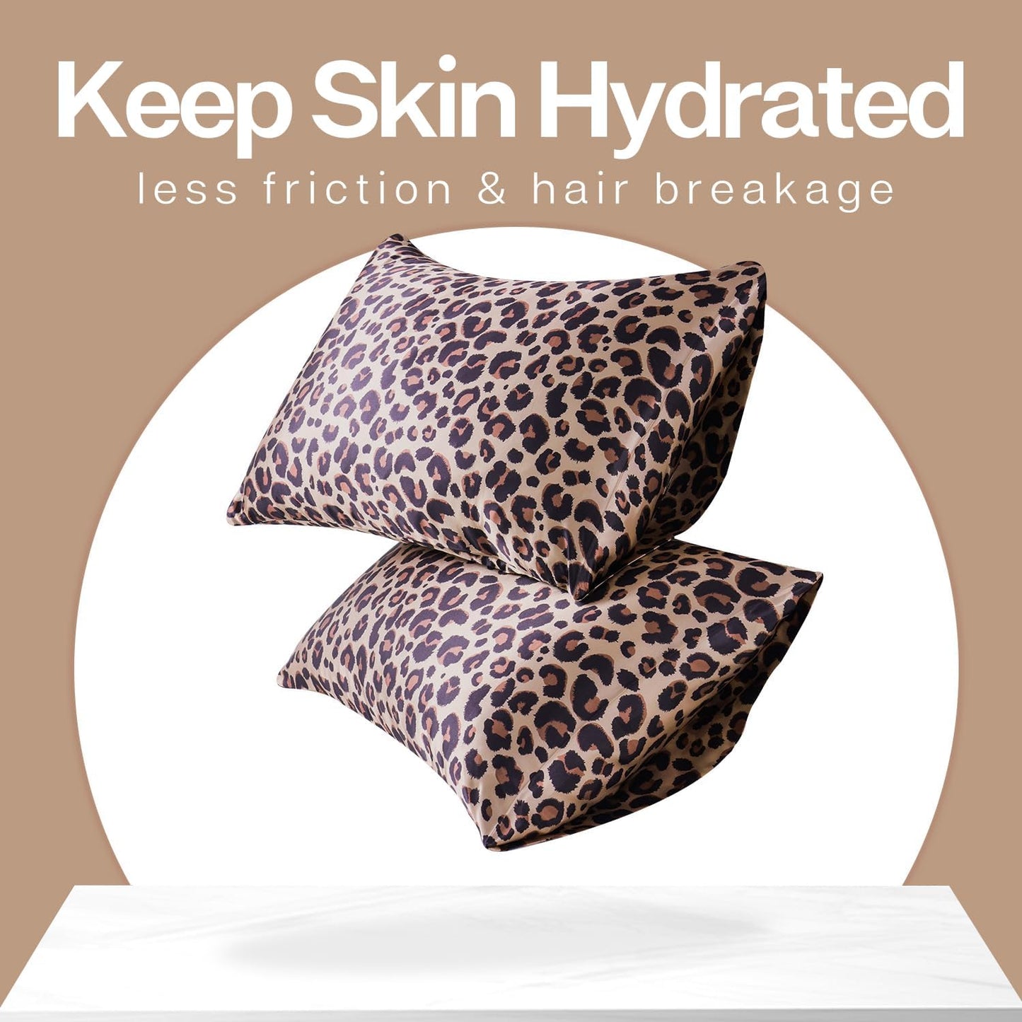 MR&HM Satin Pillowcase for Hair and Skin, Silk Satin Pillowcase 2 Pack, King Size Pillow Cases Set of 2, Silky Pillow Cover with Envelope Closure (20x36, Brown Leopard)