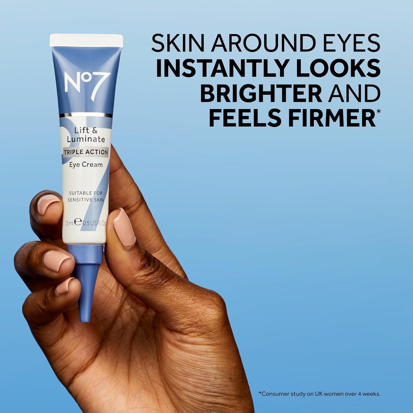 No7 Lift & Luminate Triple Action Under Eye Cream - Dark Circles Under Eye Treatment with Vitamin C & Collagen Peptide Technology - Helps Reduce Puffiness, Bags & the Appearance of Wrinkles (0.5 Oz)