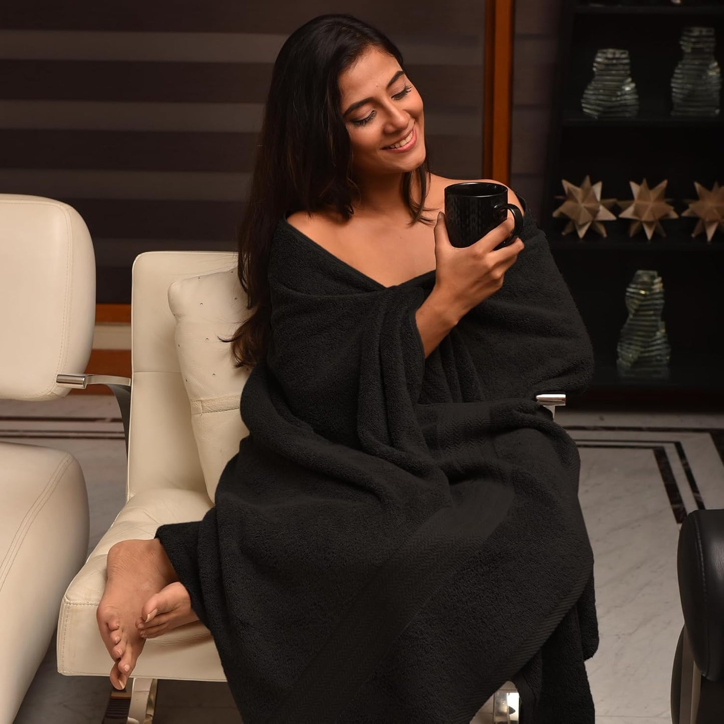 Oversized Bath Sheet 35 x 75 Pack of 2 | 450 GSM Quick Dry and Highly Absorbent | 100% Cotton Terry Towels for Bathroom - Perfect for Shower - Pool and Spa - Luxury Soft Towels - Charcoal Grey