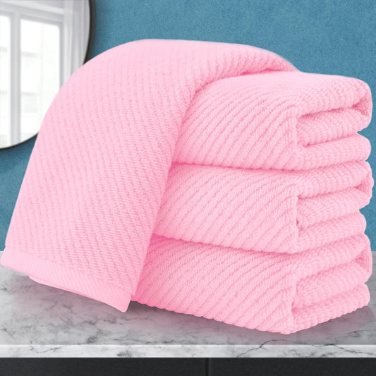 VOOVA & MOVAS Pink Bathroom Hand Towels Set of 4, Large 18" x 28" - 100% Cotton | Quick Dry | Light Weight | Thick | Soft | Absorption, Luxury Hand Towels for Showering, Bathroom Essentials Set