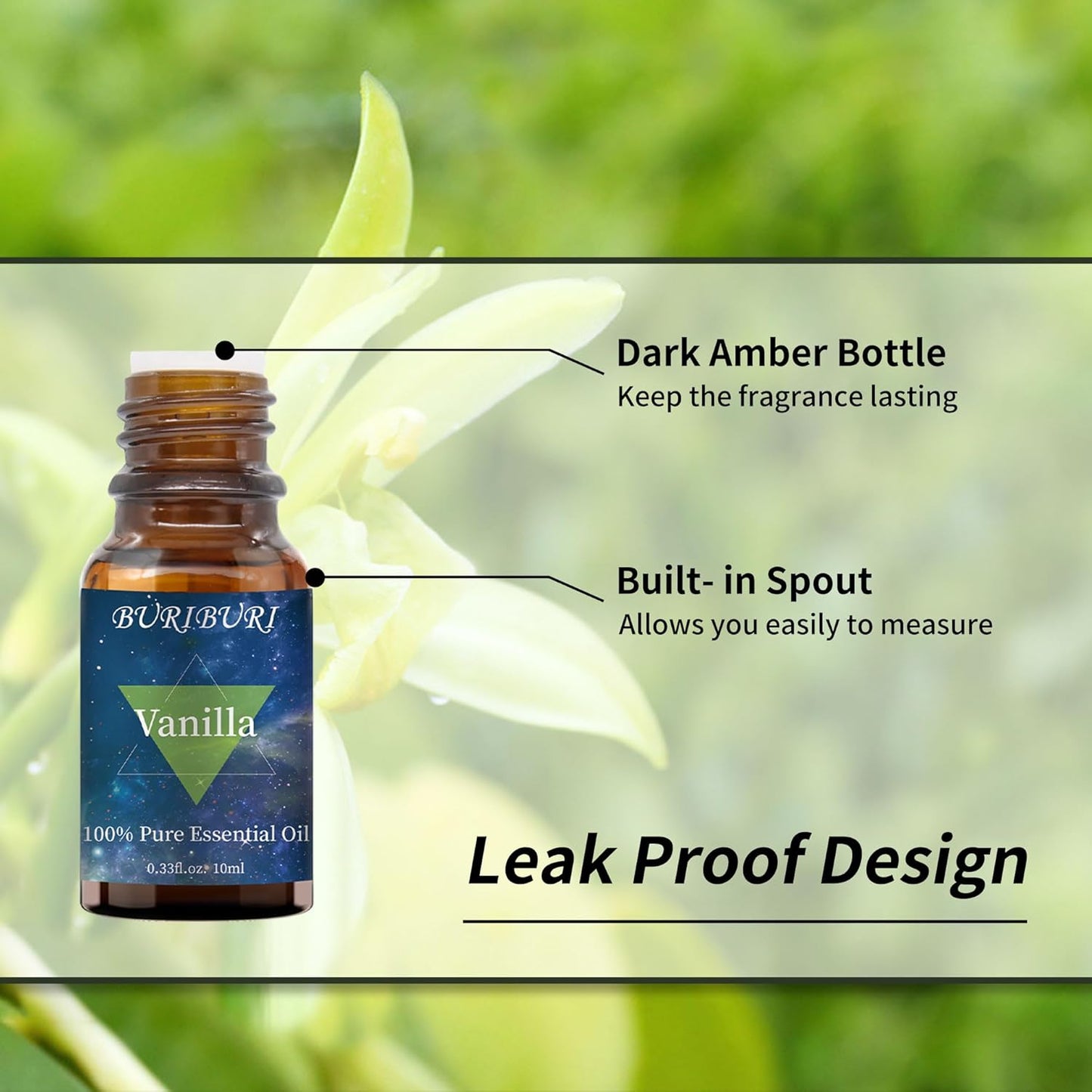 BURIBURI Vanilla Oil and Jasmine Essential Oil, 100% Pure, Undiluted, Natural, Organic Aromatherapy Vanilla Essential Oils Gift Set, 10MLx2