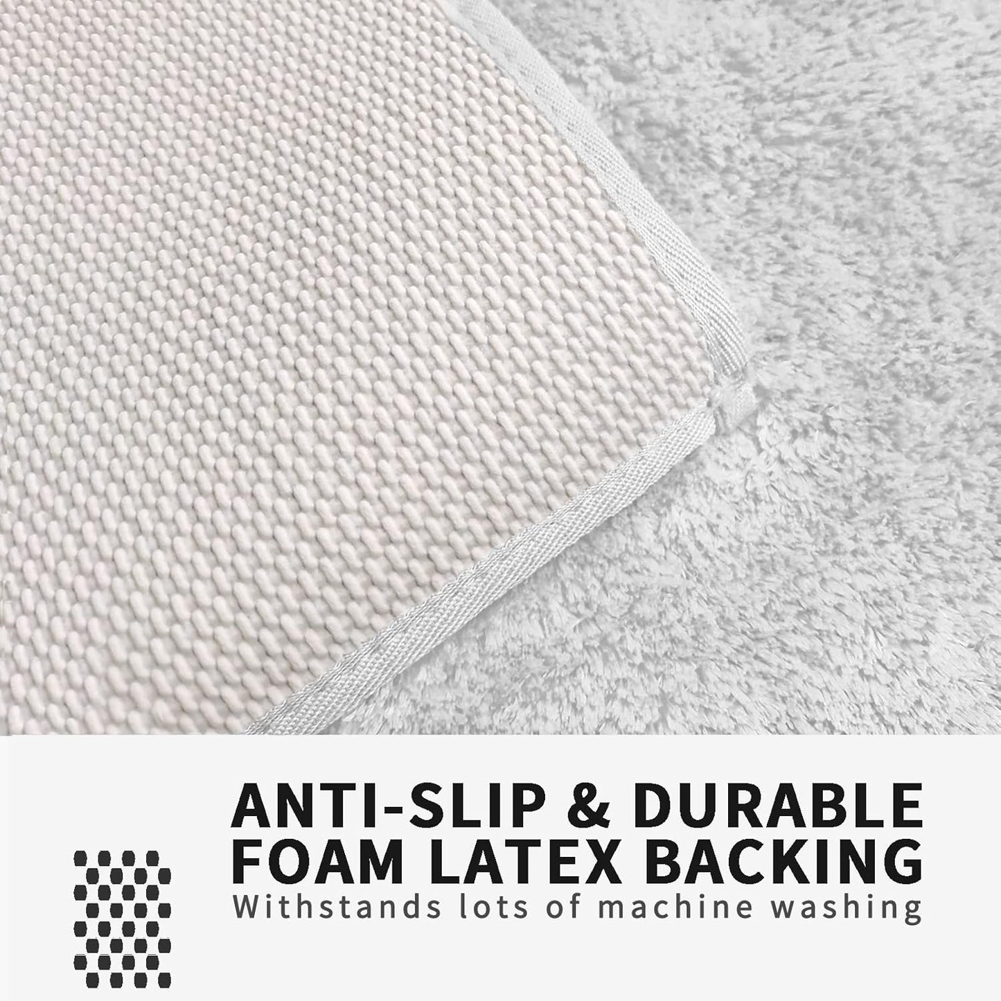 FIFU Bathroom Rugs 24" W x 36" L, Bath Mat for Bathroom, Bedroom, Laundry Room & Kitchen, Non-Slip Rubber Latex Backing, Extra Soft and Absorbent Microfiber Carpet, Machine Washable Rug, White