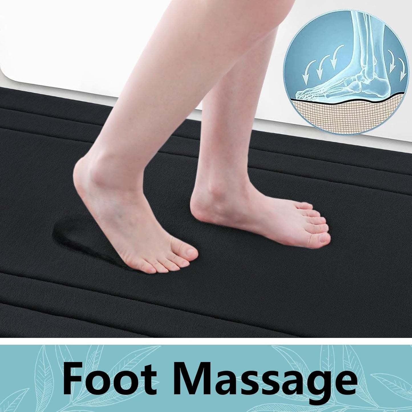 Arotive Memory Foam Bathroom Rug Mat 36x24, Ultra Soft and Absorbent Bath Mat, Machine Wash Dry, Comfortable Bath Rug Carpet for Bathroom Floor, Tub and Shower, Black