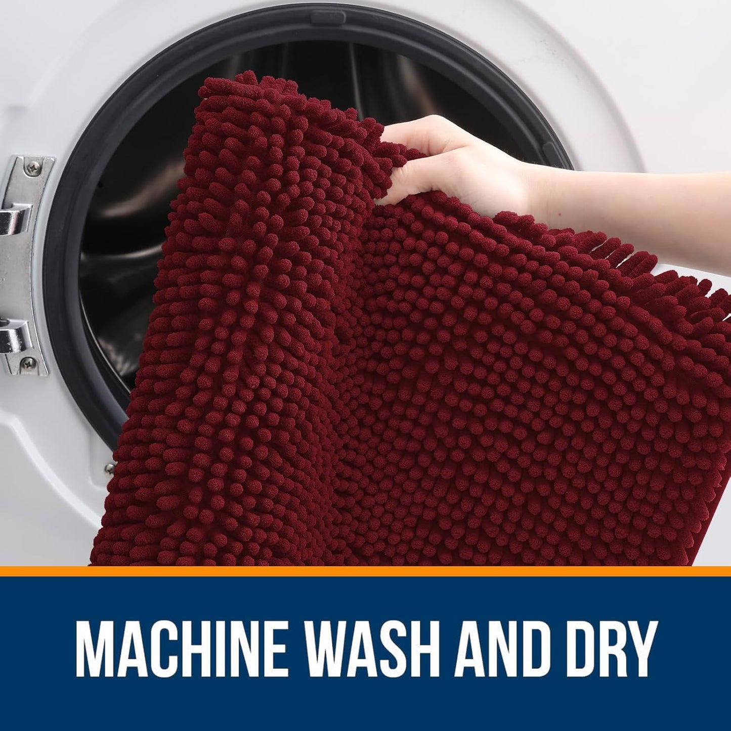 OLANLY Bathroom Rugs 59x24, Extra Soft Absorbent Chenille Bath Rugs, Rubber Backing Quick Dry, Machine Washable Bath Mats for Bathroom Floor, Tub and Shower, Home Decor Accessories, Burgundy