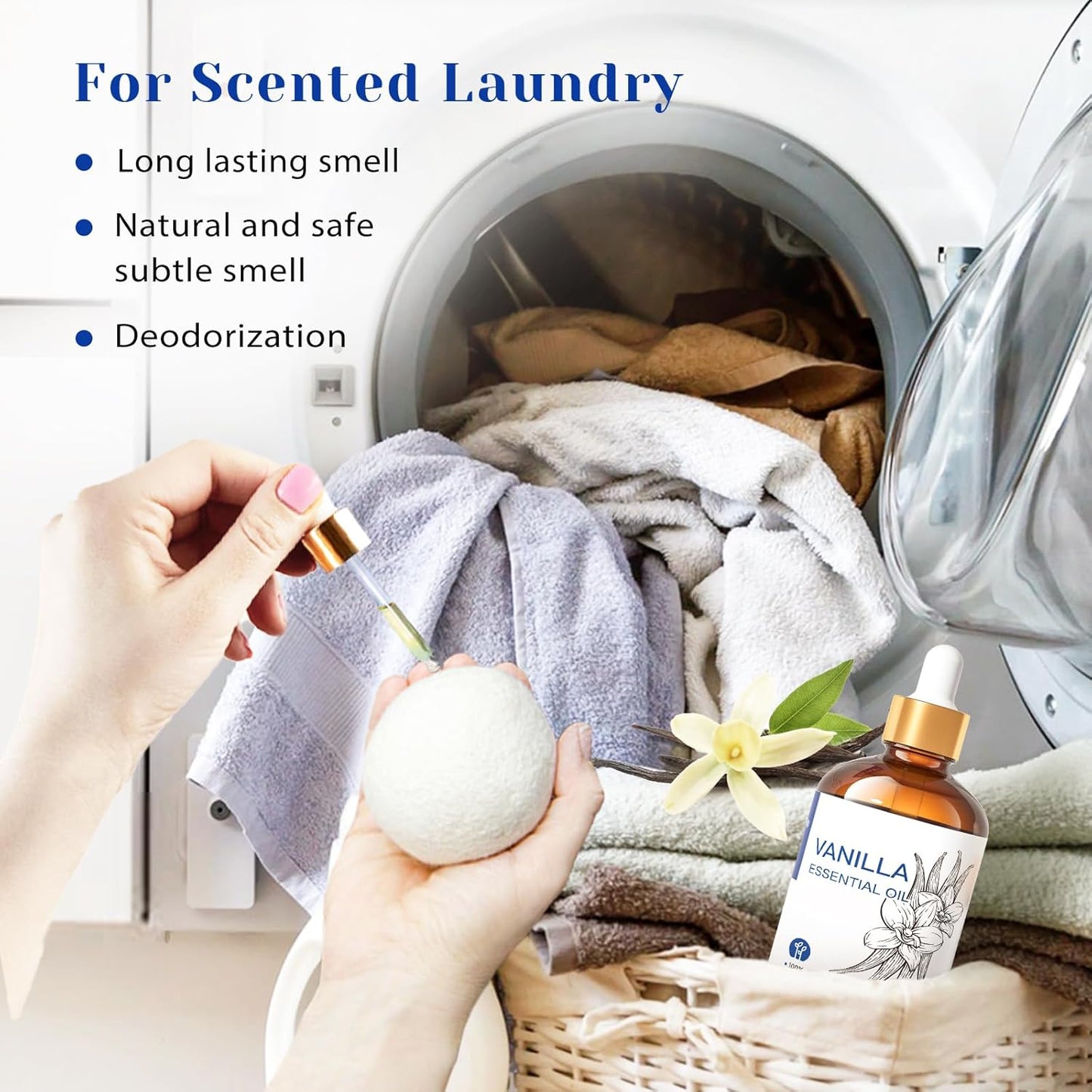 HIQILI Vanilla Essential Oil, Undiluted Natural Strong Fragrance Add in Skin Perfume, Unscented Lotion, Candle Soap Making Scent, Relax at Home with Diffuse Warm Sweet Aroma -100ML