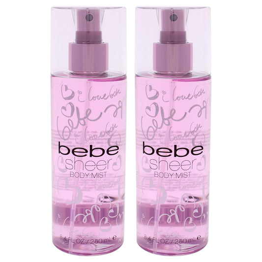 Bebe Sheer Body Mist - Body Spray for Women - Sensual and Flirtatious Women's Fragrance with Citrus Cocktail, Pink Peony, and Sandalwood Notes - 8.4 oz Pack of 2