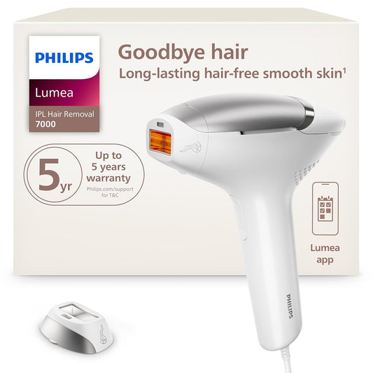 Philips Lumea 7000 Series IPL Hair Removal Device - Permanent Visible Hair Reduction Done at Home, SenseIQ Technology, Uniquely Curved Attachment for Body, for Women & Men, BRI931/03