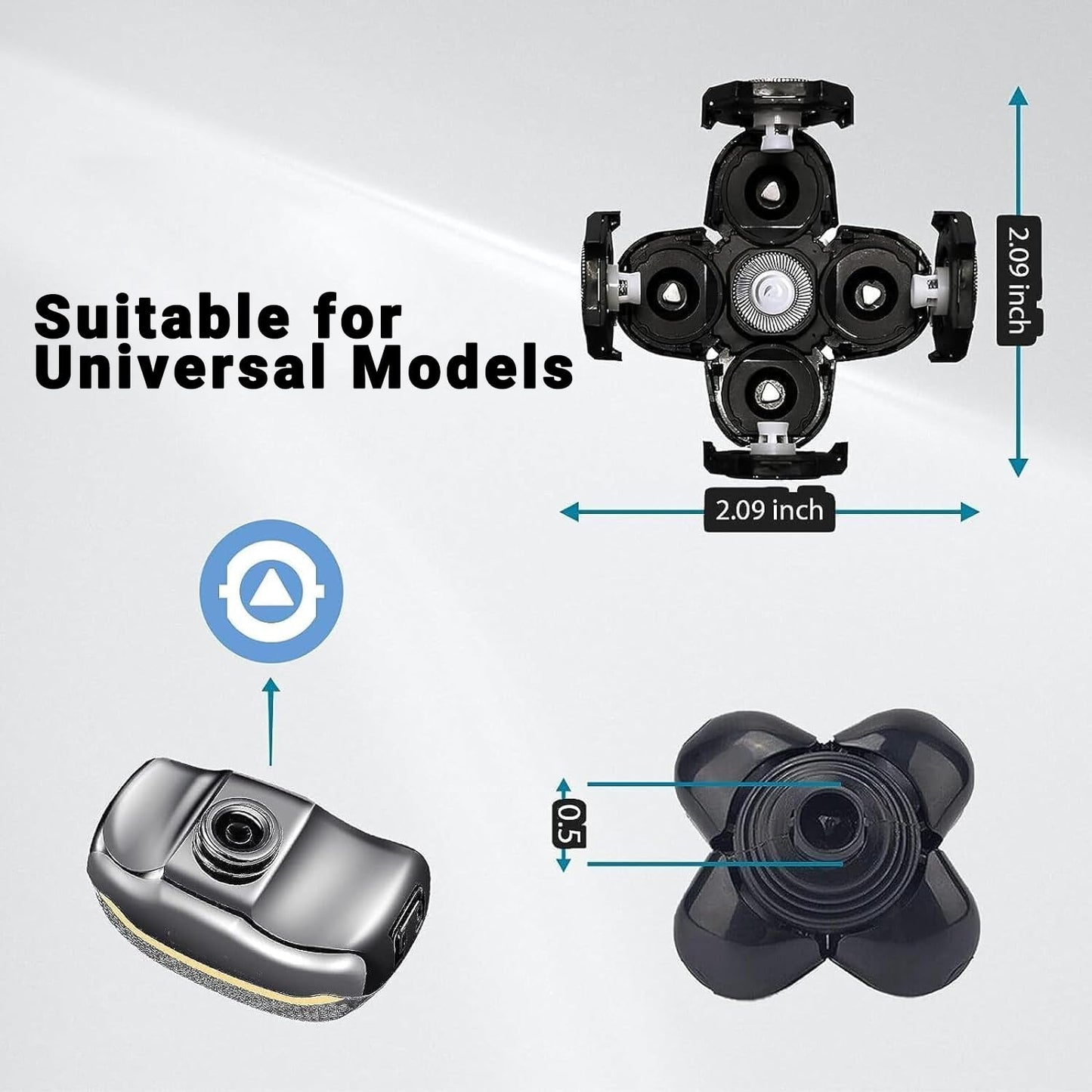 3 Pcs Head Shaver Blade Replacement Heads for Skull Shaver Pitbull, Floating Washable Electric 5-Blade Razor Heads for Bald Men Freedom Shaving, Smooth Trimmers for Freebird Bald Shaving Tool for Bald