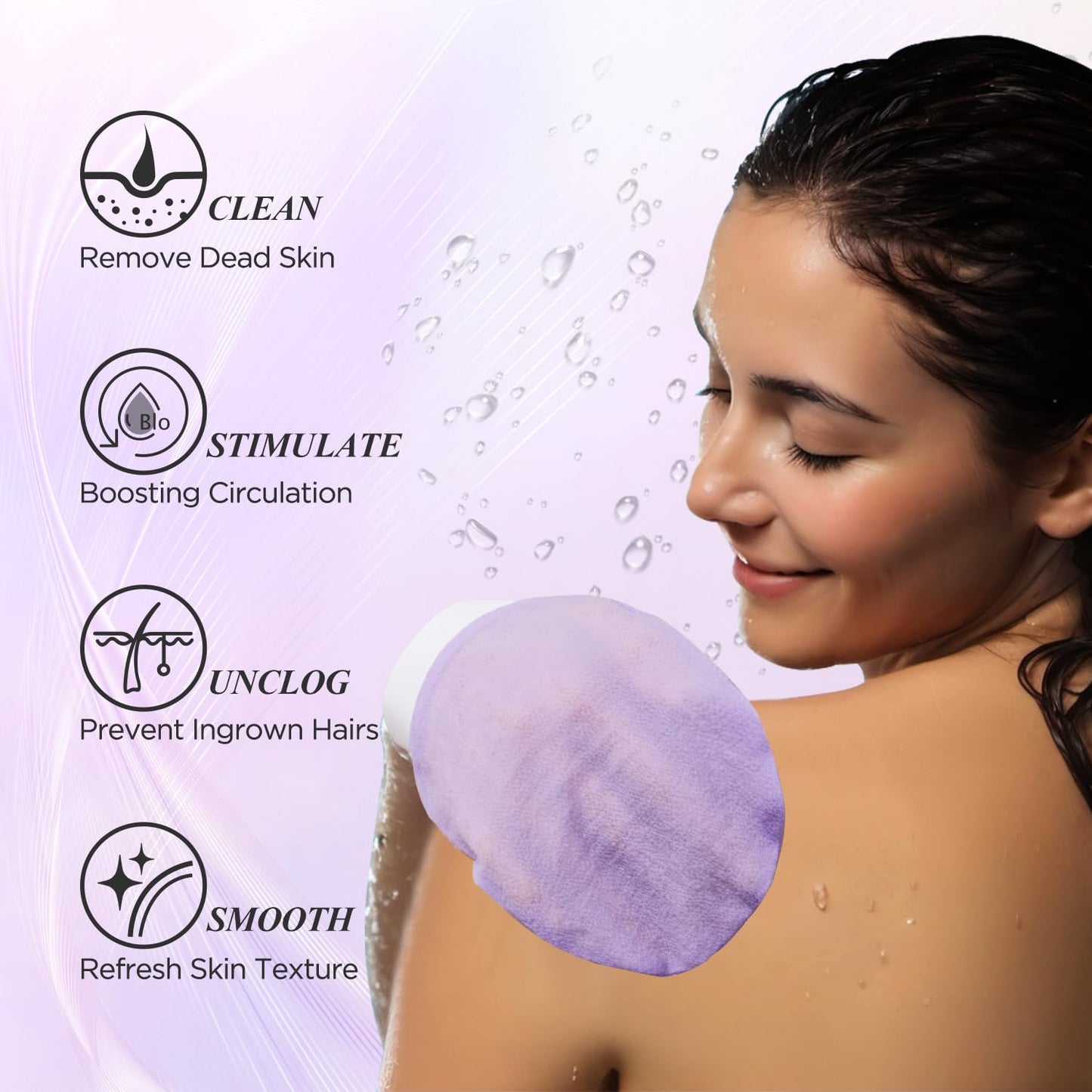 LOTTA Exfoliating Gloves 2Pcs Deep Exfoliation Mitt of 150D Shower Body Scrub Exfoliant Scrubber Glove Skin for Cleanse Dead or Dry Skin 100% Viscose Fiber Suitable for Men and Women