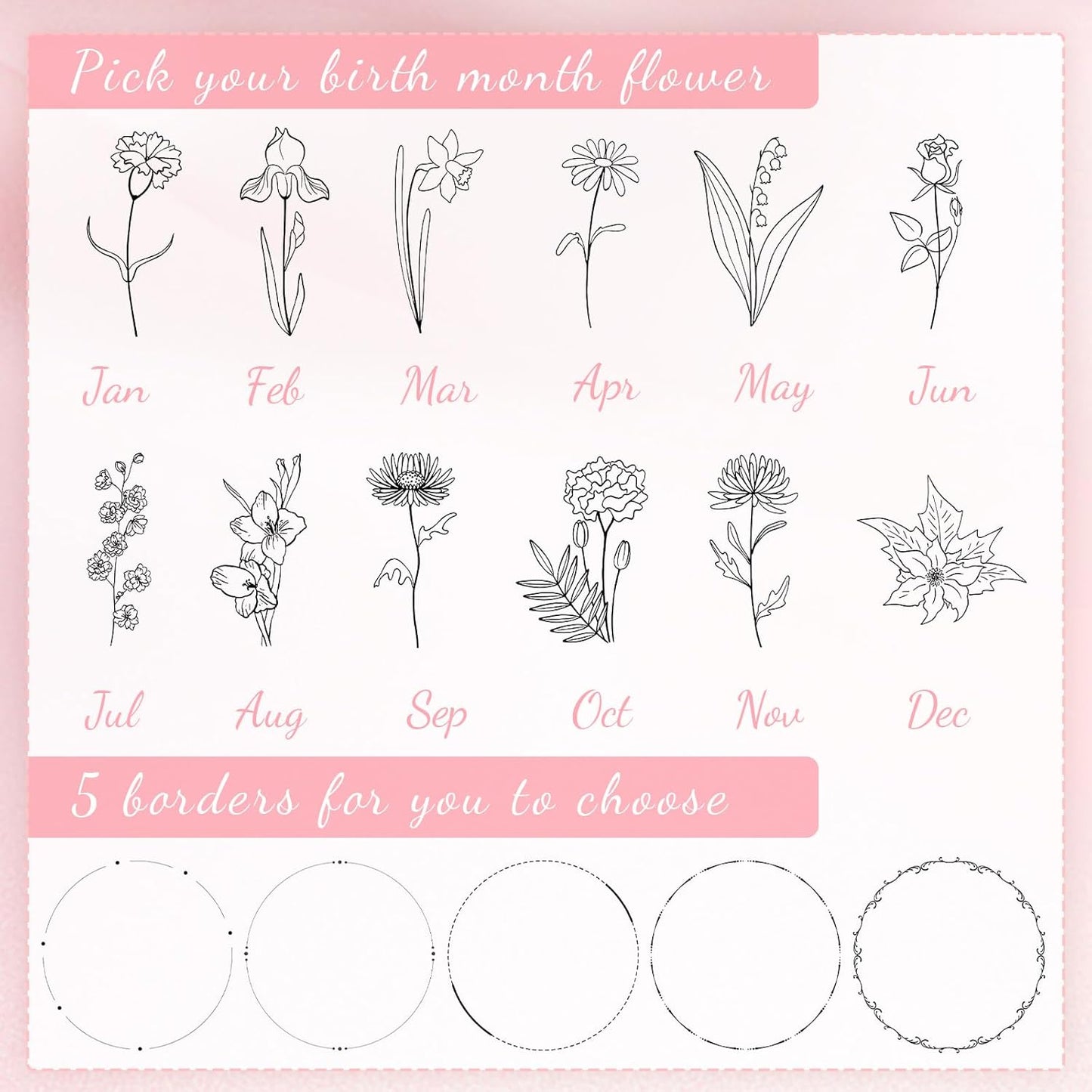 Personalized Compact Mirror – Custom Pocket Mirror with Name, Monogram Travel Purse Mirror for Women, Bridal Shower Favors & Bridesmaid Gifts, Portable Makeup Accessory (Birthday Flowers)