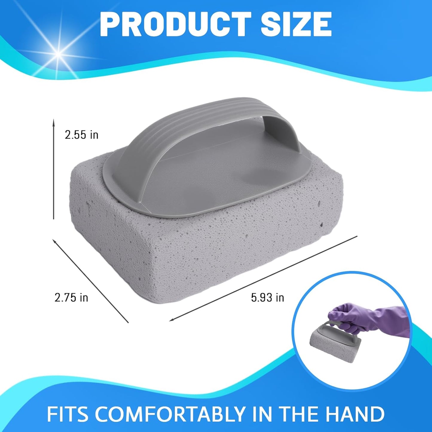 8Pcs Pumice Stone for Cleaning, Pumice Stone for Pool Tile Cleaning Pumice Stone Cleaner Brush with Handle, Pumice Cleaning Stones Scouring Stick Hard Water for Bathtubs Grills Swimming Pools