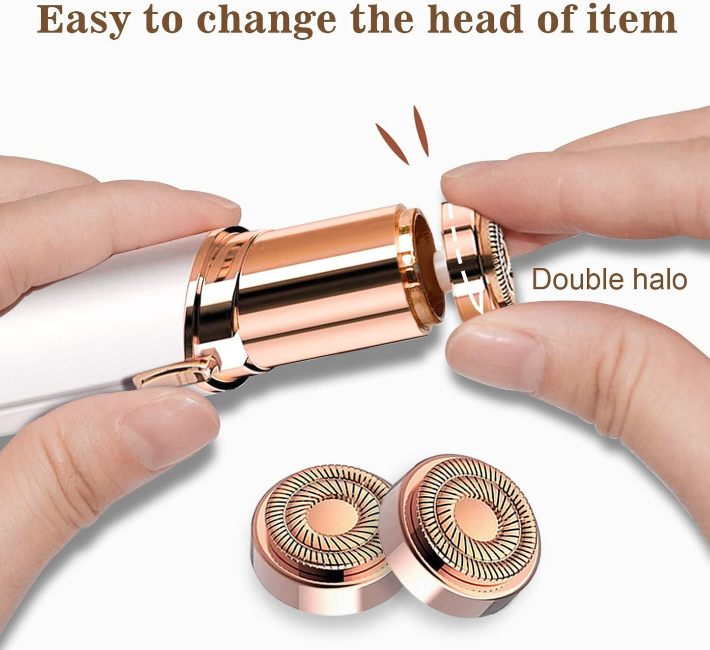 Facial Hair Removal for Women, Ladies Face Shaver for Upper Lip Chin and Peach Fuzz with USB Rechargeable Included 2 pc Replacement Heads