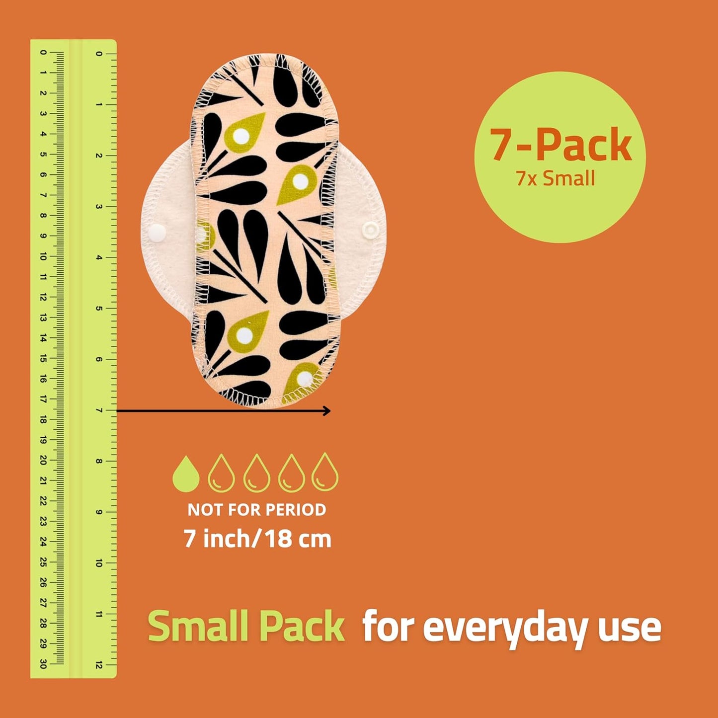 Made in EU - Ultra-Soft Reusable Panty Liners (Small, 7-Pack) – High-Temp Washable Cloth Panty Liners for Women & Teens – Breathable Organic Cotton Keeps You Fresh & Dry for Vaginal Daily Discharge