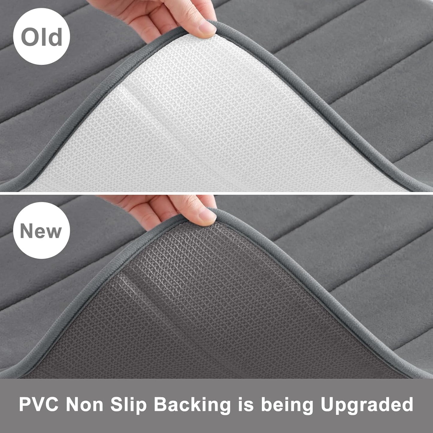 Buganda Memory Foam Bath Mat, 35.4" x 24", Ultra Soft and Non-Slip Bathroom Rugs, Water Absorbent and Machine Washable Bath Rug Runner for Bathroom, Shower, and Tub, Grey