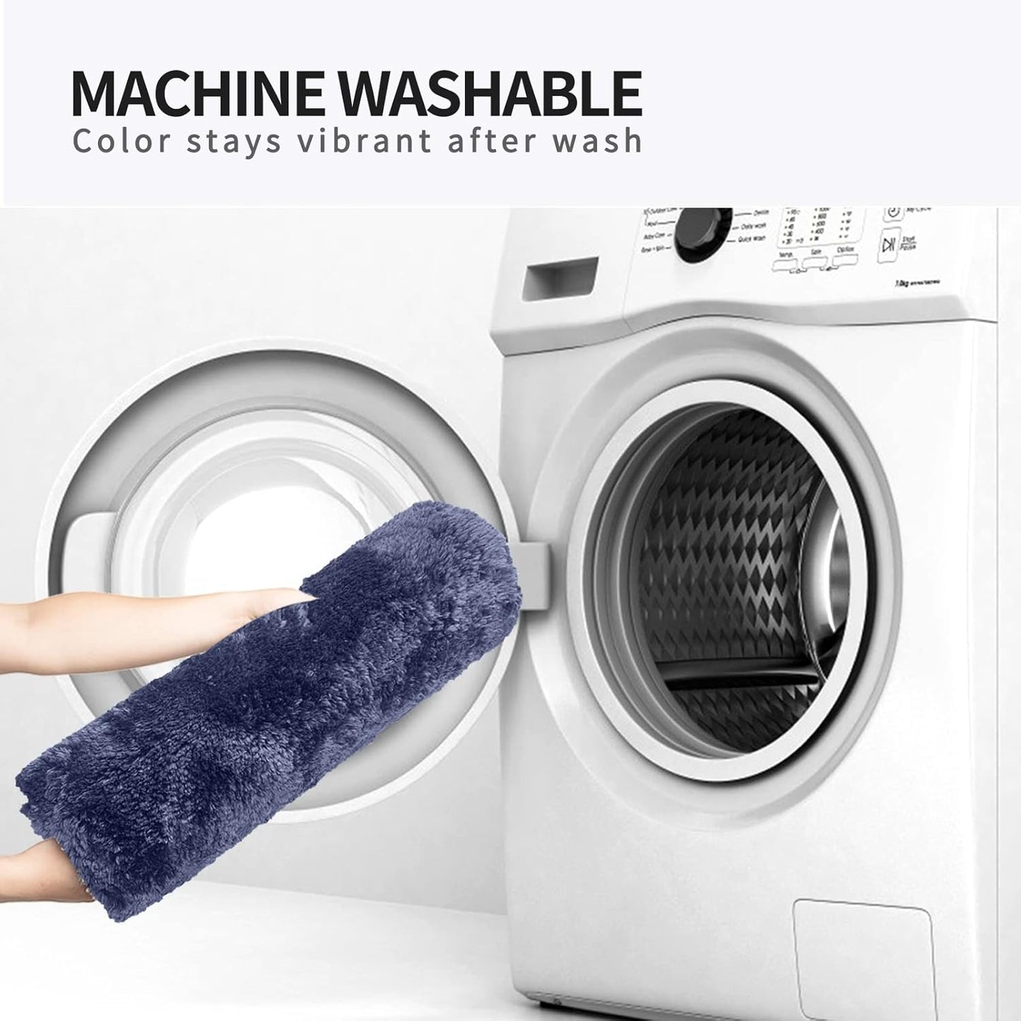 FIFU Bathroom Runner Rug 24" W x 48" L, Bath Mats for Bathroom, Bedroom & Kitchen, Non-Slip Rubber Latex Backing, Comfort & Soft Shower Bathmat & Carpet for Sink, Home & Hallways, Navy Blue