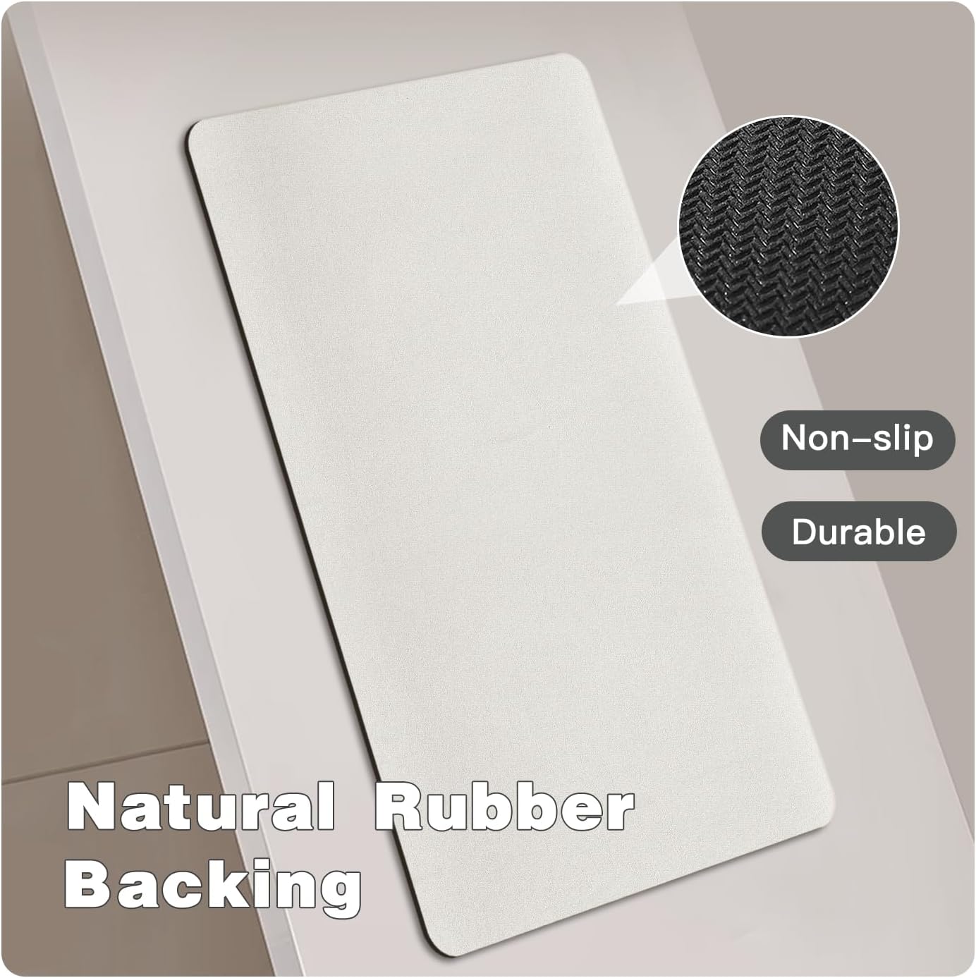 White Bath Mat, Bathroom Rugs Non Slip Washable Thin Absorbent Quick Dry Bath Mat Fits Under Door Bathroom Floor Mat Perfect for Bath, Shower, or Sink 24"x70" White
