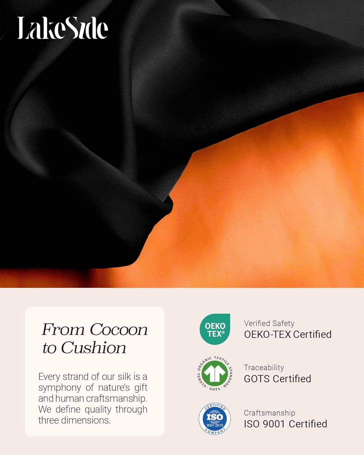 Oriental Lakeside® 100% Pure 22 Momme Mulberry Silk Pillowcase with Envelope Closure - Nighttime Skincare & Hair Care Hydrating Pillow Cover