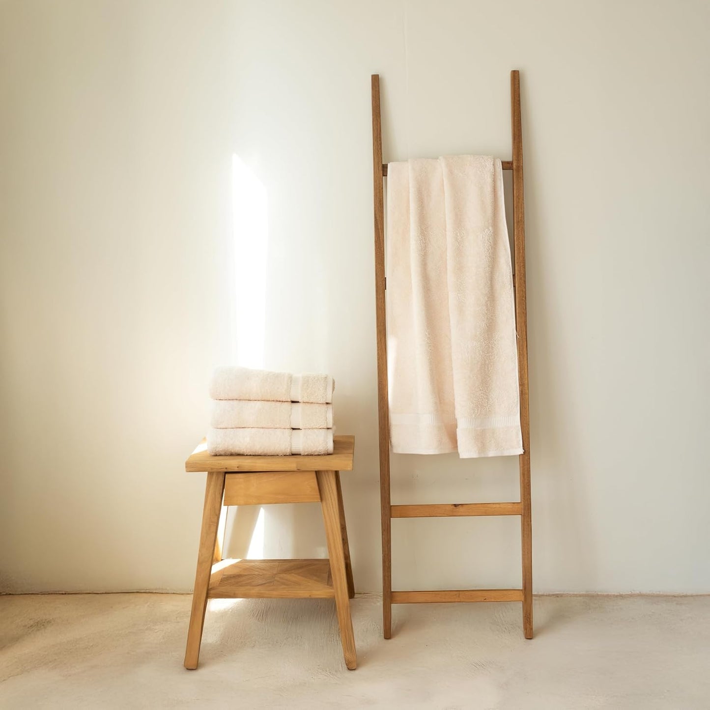 SALBAKOS 100% Turkish Cotton Bath Towel Set of 4 27x54 inch | Heirloom Quality | Hotel & Spa Collection | Ultra Soft, Super Absorbent, Long Lasting Bath Towels | Made in Turkey (Taupe, 4 Bath Towels)