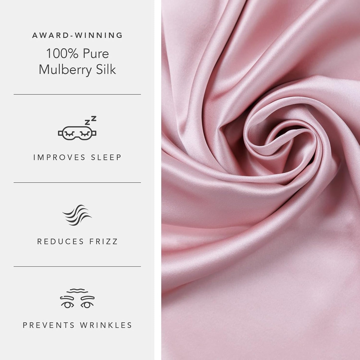 Fishers Finery 25mm Luxury 100% Pure Mulberry Silk Pillowcase (English Rose Standard (20" X 28"))