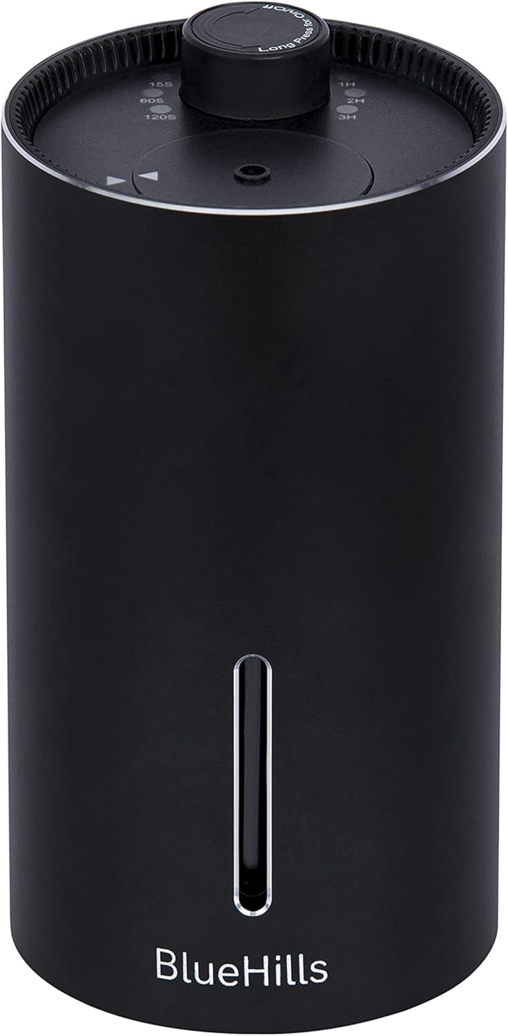 BlueHills Waterless Diffuser Cordless Car Essential Oil Aromatherapy Large Room Portable USB Travel Battery Operated Hotel Home Premium Mini Traveling Diffuser J03 Black