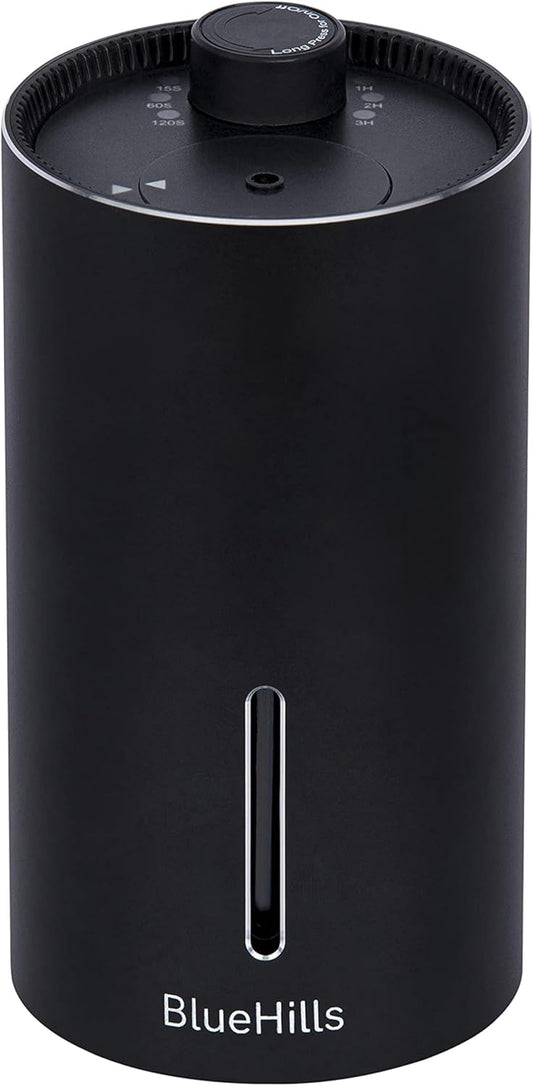 BlueHills Waterless Diffuser Cordless Car Essential Oil Aromatherapy Large Room Portable USB Travel Battery Operated Hotel Home Premium Mini Traveling Diffuser J03 Black
