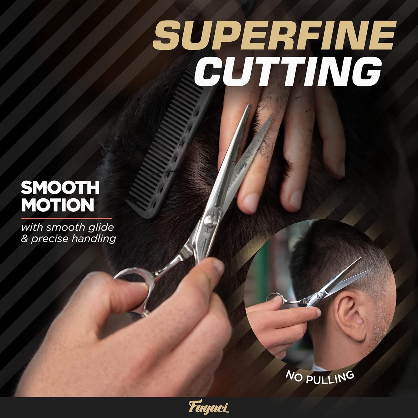 Professional Hair Scissors 5.5 Inch with Extremely Sharp Blades, 440C Steel Hair Cutting Scissors, Durable, Smooth Motion & Fine Cut, Barber Scissors with Elegant Sheath, Cleaning Leather & Key