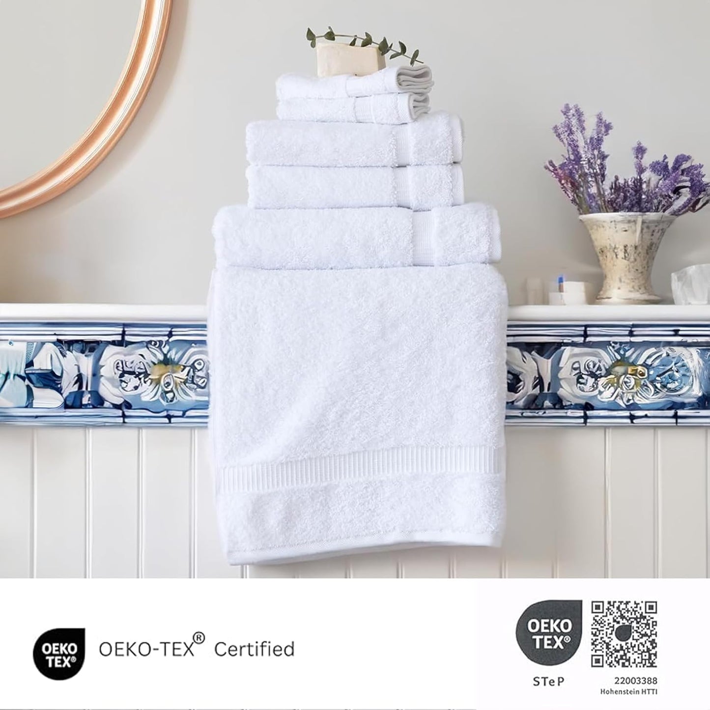 SALBAKOS 100% Turkish Cotton 6-Piece Towel Set | Heirloom Quality Hotel & Spa Collection | Soft, Super Absorbent 2 Washcloth, 2 Hand, 2 Bath Towel Sets | Made in Turkey (White, 6 Piece Towel Set)