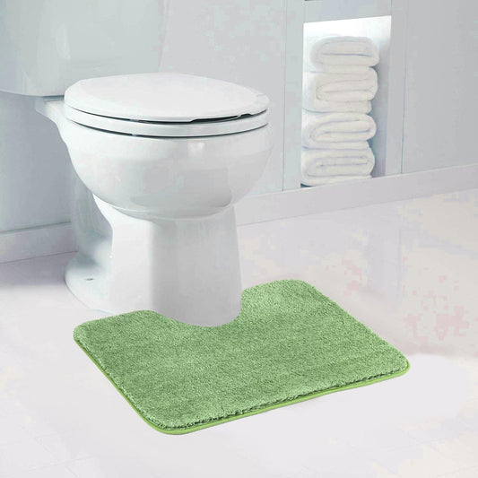 Walensee Contour Rug (20x24, Sage Green) Non Slip Bath Mat, Soft Microfiber Shaggy Mat, Machine Washable U Shape Toilet Rug