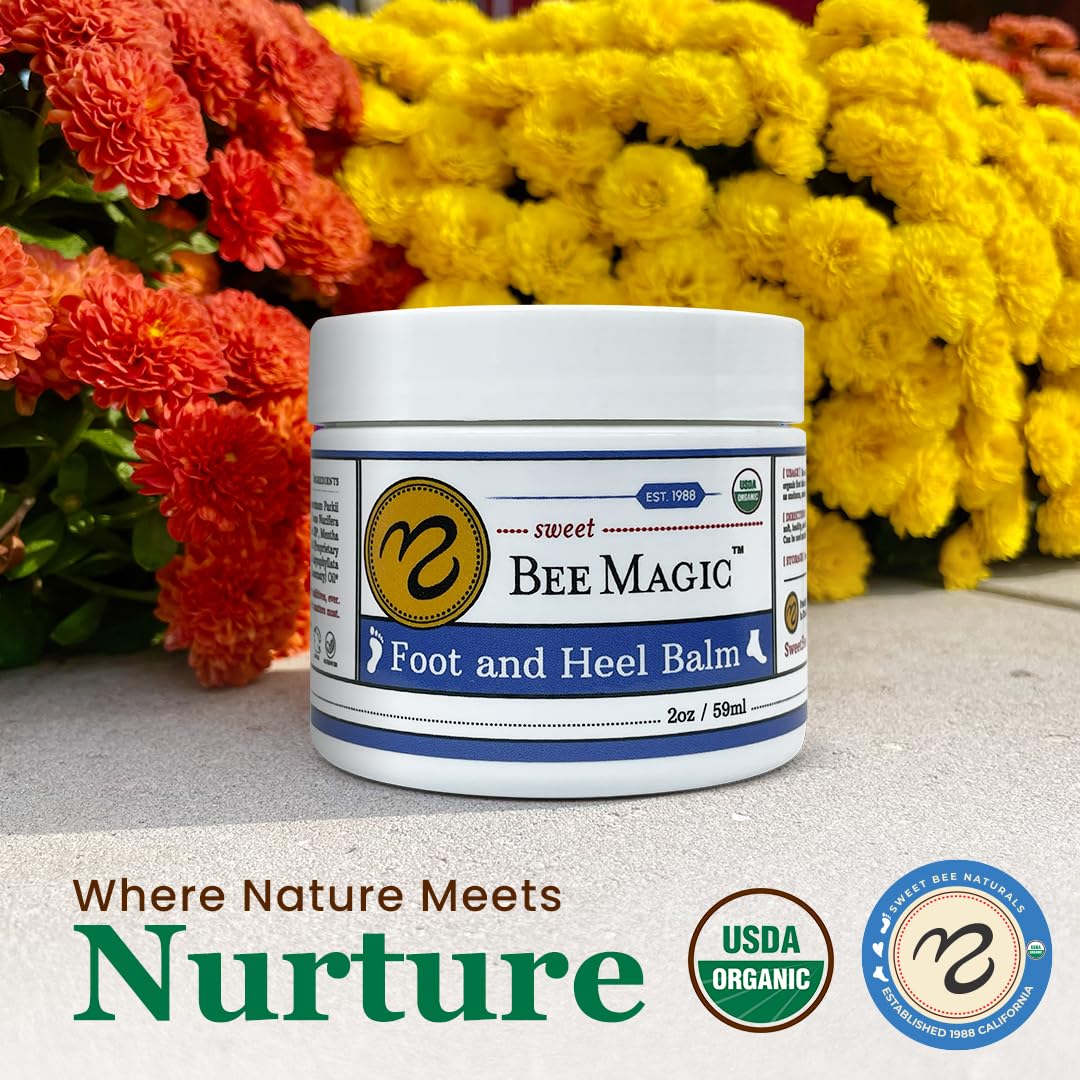 Sweet Bee Naturals Organic All Natural Foot and Heel Balm 2 (2 OZ Jars). For Dry and Cracked Feet Repair. Organic Salve Moisturizer for Heel Care & Callus Treatment. Made in USA. 2 Jars (4 OZ)