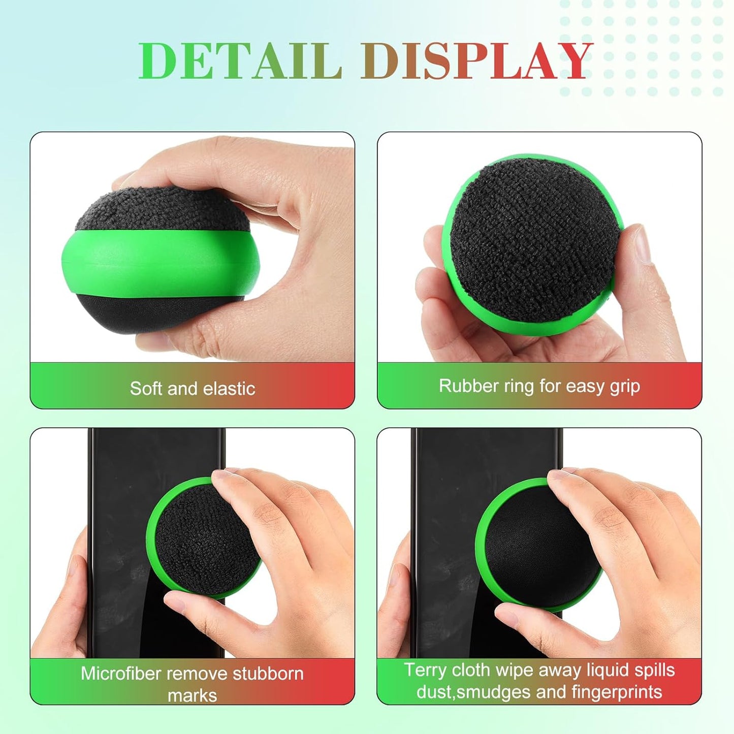 Suclain 4 Pack Christmas Touch Screen Cleaner Balls Phone Cleaning Ball Microfiber Touch Car Screen Glass Cleaner for Computer Laptop Phone Monitor(Red, Blue, Yellow,Green)
