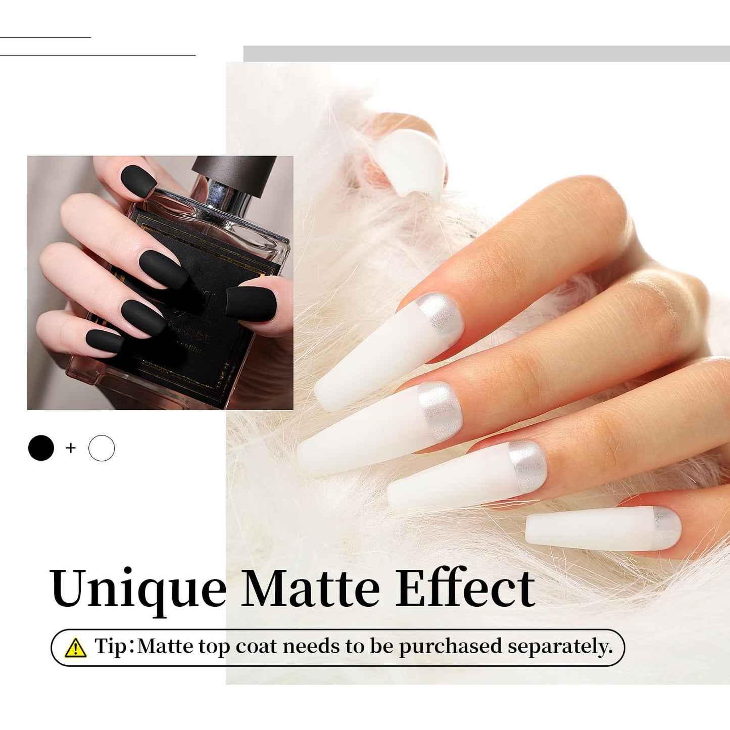 JODSONE 2Pcs Gel Nail Polish Set 10ml Black and White Gel Polish,Soak Off LED U V Nail Gel Manicure All Seasons Gel Polish Nail