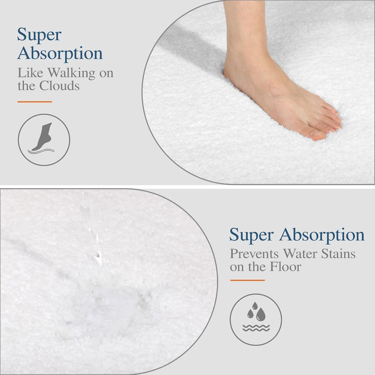 Walensee Non Slip Bath Mat - Soft Microfiber Shaggy Bath Mat (16 x 24, White) Machine Washable and Water Absorbent Thick Plush Shower Rug