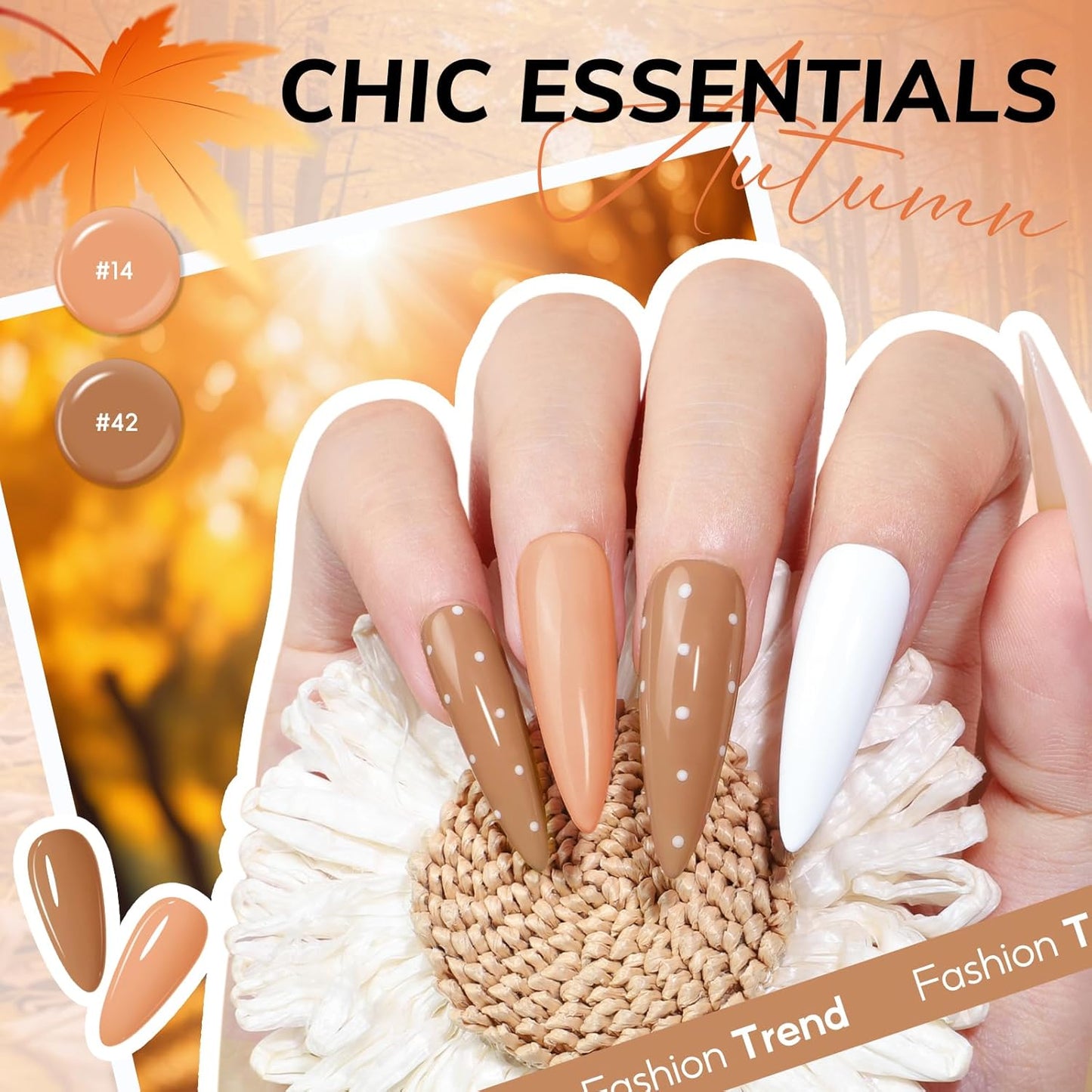 COSCELIA 40pcs Fall Gel Nail Polish Set, 35 Colors Gel polish with 5 Bottles Base and Glossy Matte Glitter Top Coat White Brown Black Nude Red Orange Colors Halloween Nail Polish Nail Art Gifts