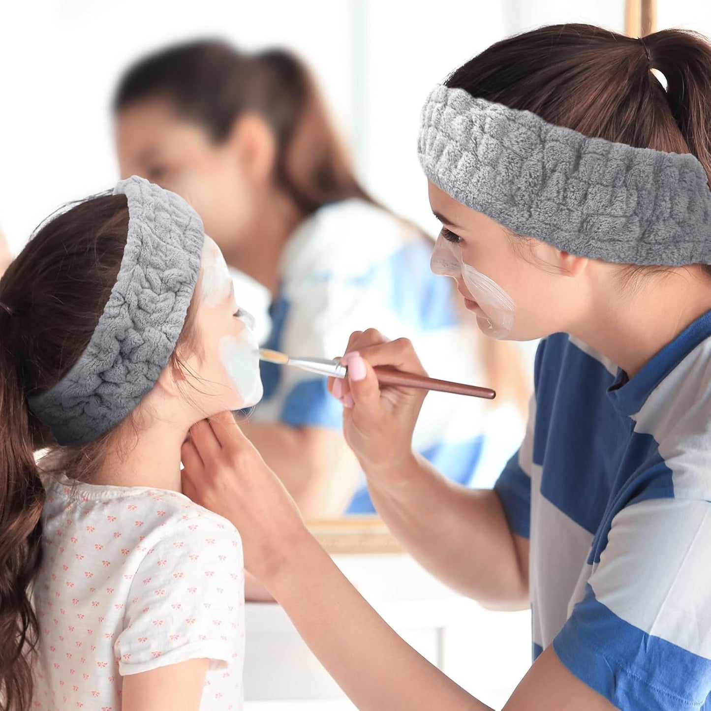 Chuangdi 3 Pieces Spa Headband for Women Facial Makeup Headband Soft Terry Cloth Hairband for Washing Face Mask Spa Shower Gifts(Gray)