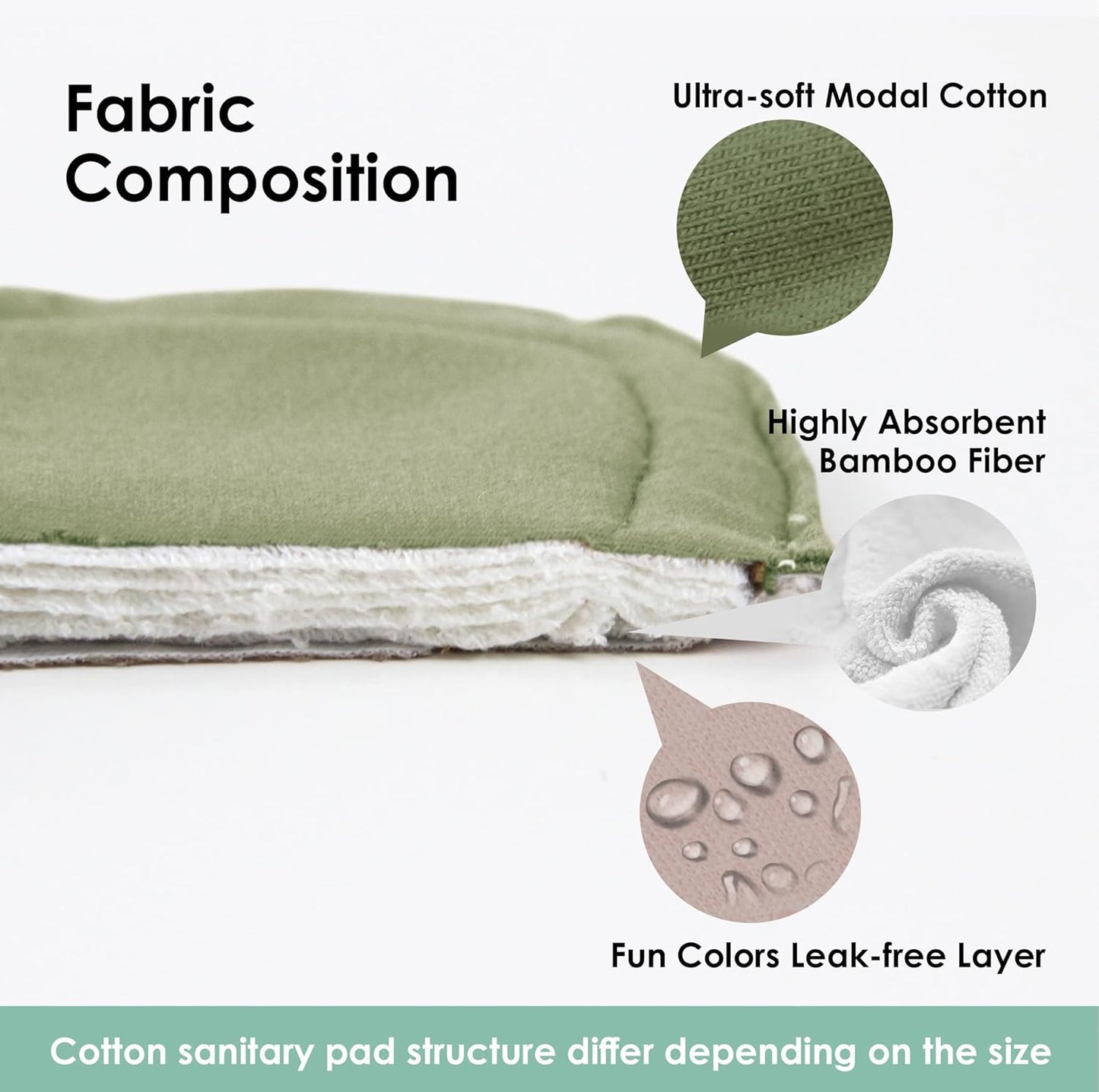 wegreeco 6 Pcs Reusable Menstrual Pads, Ultra Absorbent Cloth Pads for Heavy Flow, Sanitary for Teens, Women, Nonsli, Inner Mustard Yellow, Grey, Beige, Rose Gold Outer, XS