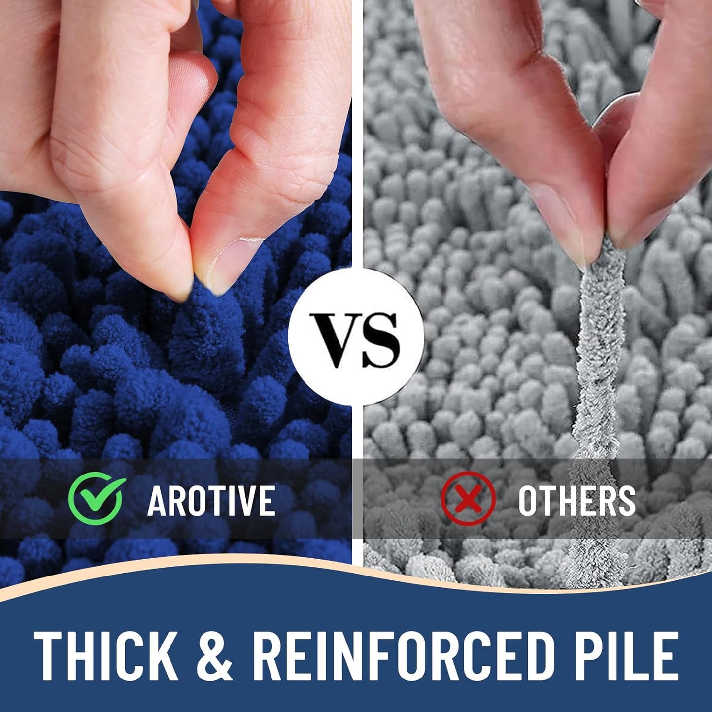 Arotive Luxury Chenille Bathroom Rug Mat, Extra Soft Thick Absorbent Shaggy Bath Rugs, Non-Slip Machine Wash Dry, Plush Bath Mats for Bathroom, Shower and Tub, 36x24, Royal Blue