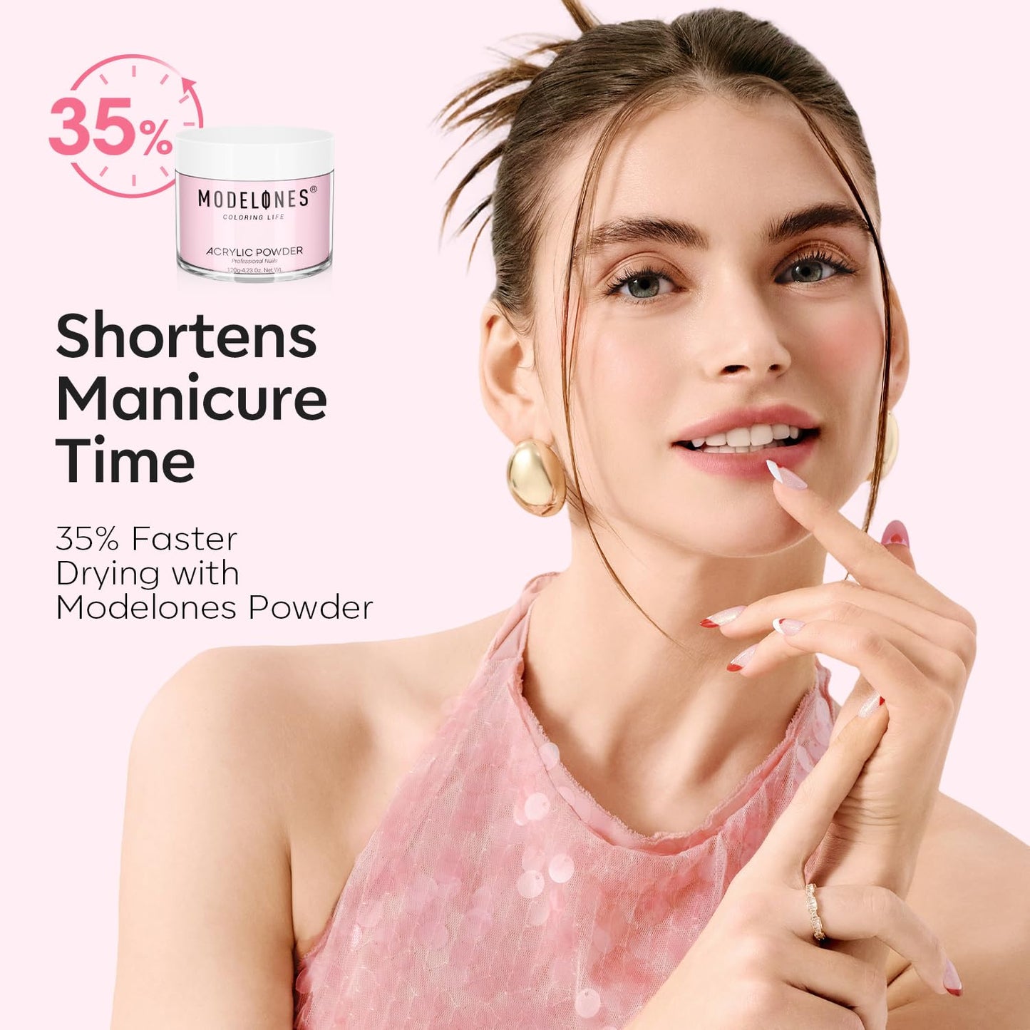 Modelones Acrylic Powder, 4.23oz Upgraded Medium Pink Nail Acrylic Powder for Nail Art 3D Carving French Nails Extensions, Non-Yellowing, Gifts for Women