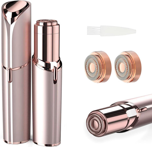 Women Facial Hair Removal Device Battery Operated with 2 Replacement Heads,Ladies Face Shaver for Peach Fuzz Upper Lip,Chin,Facial Hair Removal for Women