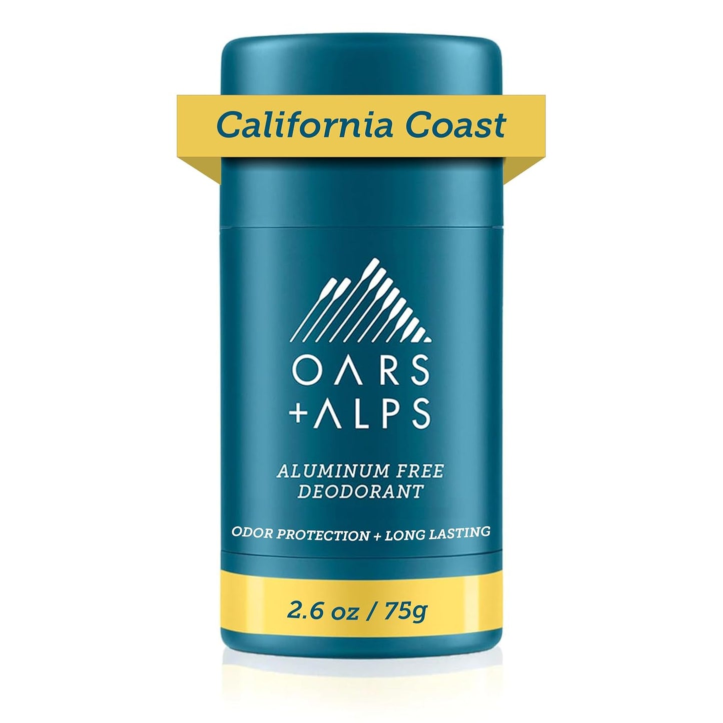 Oars + Alps Deodorant for Men & Women, Aluminum Free Deodorant for Men, Dermatologist Tested, Clean Ingredients, Non Toxic, Vegan, Long Lasting, Odor Protection, California Coast, 1pk, 2.6oz