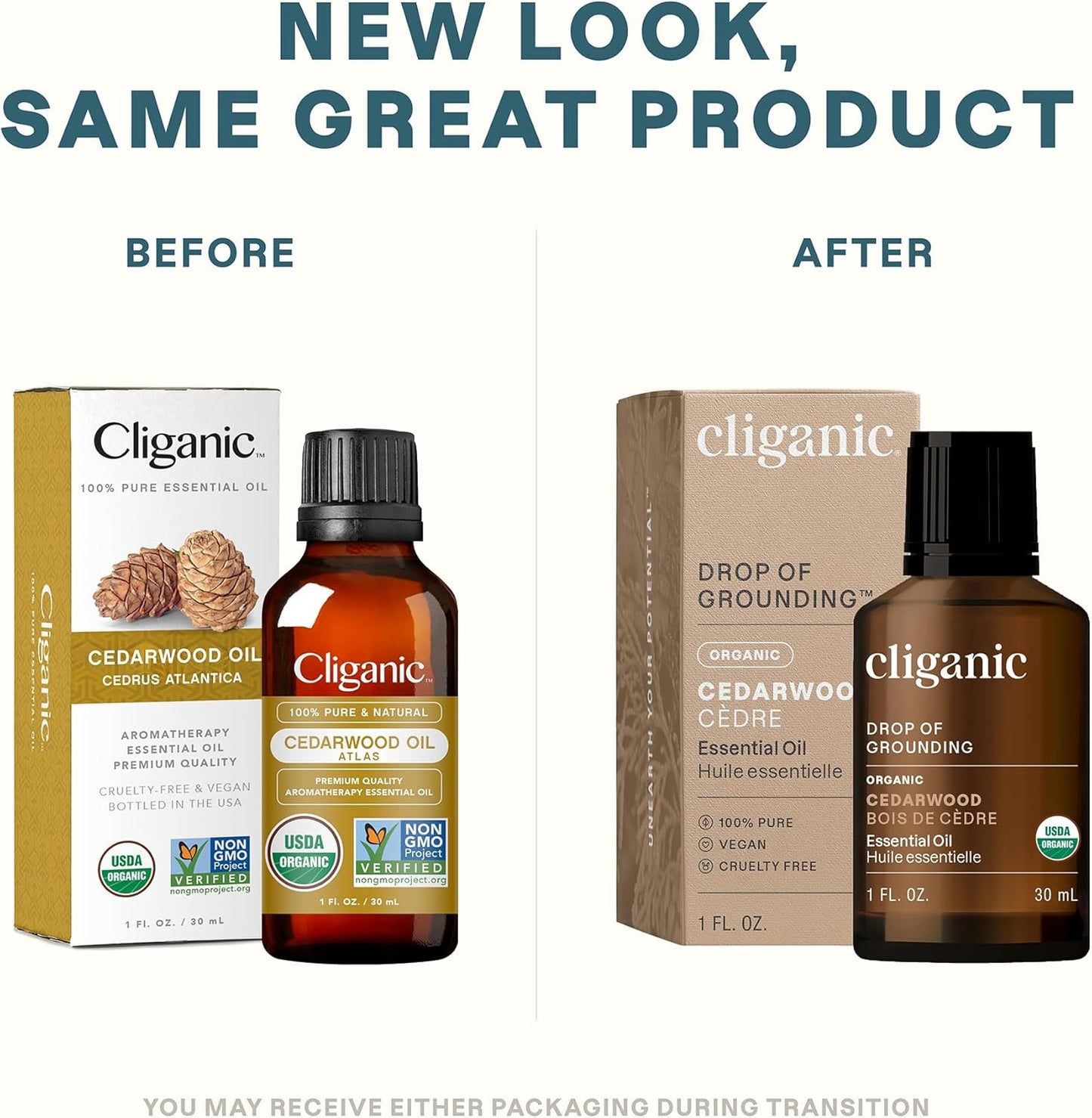 Cliganic Organic Cedarwood Essential Oil - 100% Pure Natural Undiluted, for Aromatherapy Diffuser | Non-GMO Verified (Packaging May Vary)