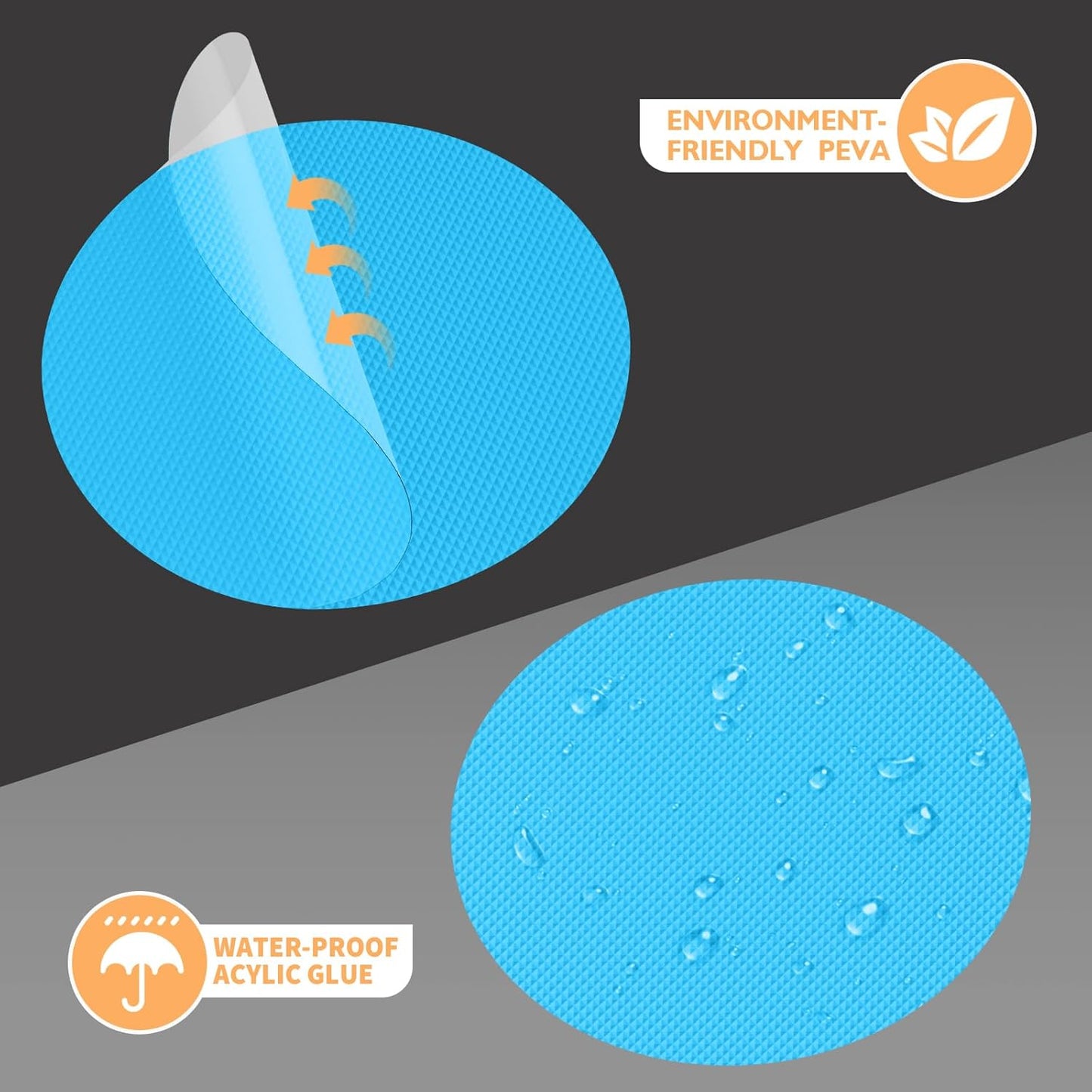 Non Slip Bathtub Stickers, 24 PCS Shower Stickers for Safety Bathroom Tubs, Bathtub Non Slip Stickers and Adhesive Decals Scraper for Bath Tub, Shower Floor, Stairs, Ladders(Round Shape, Blue)