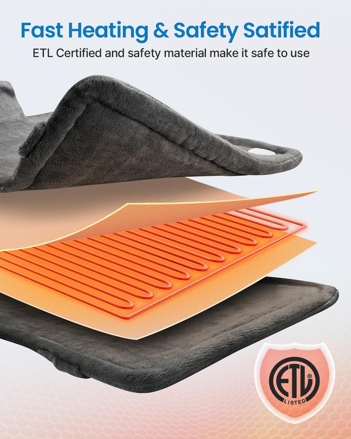 RENPHO King Size Heating Pad for Back Pain Relief, Birthday Christmas Gifts for Men Women Seniors, FSA Eligible, 24"x37" XL Large Weighted Electric Heat Pad for Neck and Shoulders ETL Certified, Gray