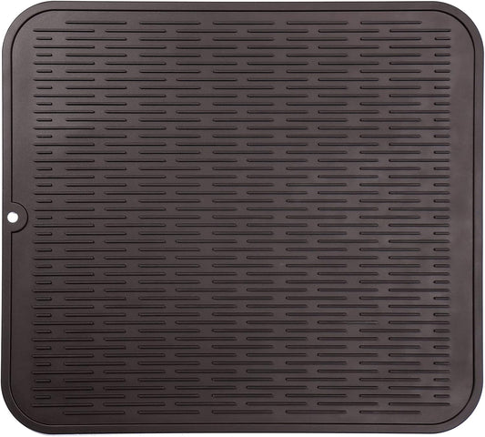 Silicone Dish Drying Mat for Multiple Usage,Easy clean,Eco-friendly,Heat-resistant Silicone Mat for Kitchen Counter or Sink,Refrigerator or Drawer Liner Coffee 2XL 24 inches x 18 inches